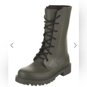 Christian Dior Green Lace-Up Rubber Boots